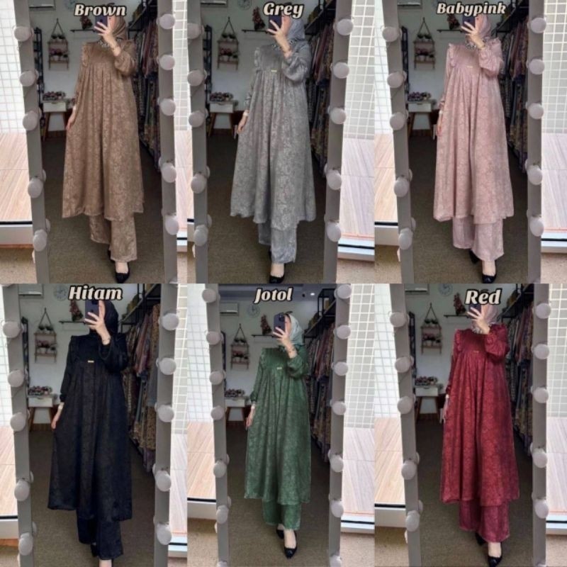 [ONLINE EXCLUSIVE] NOA - Setelan Aluna Long Tunik Celana Kulot Oneset Tunik Premium