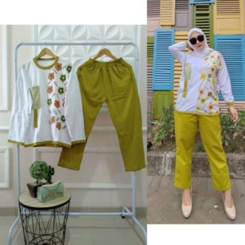 [ONLINE EXCLUSIVE] SETELAN CELANA NUMIA BUNGA JEVANNI // PAKAIAN WANITA SETCEL JEVANNI// MURAH //