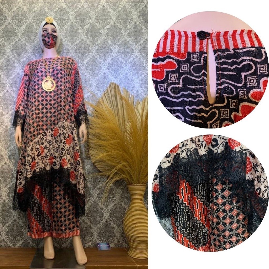 [ONLINE EXCLUSIVE] Set Celana Kulot Lily Batik Viscose Lace Set Batik Terbaru 2022 - Modeluv