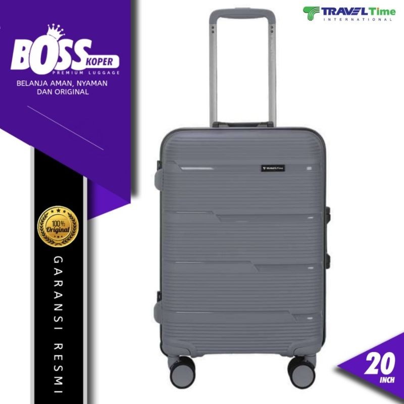 Koper 20 Inch Tanpa Resleting TRAVEL TIME Hardcase Kuat TSA Original