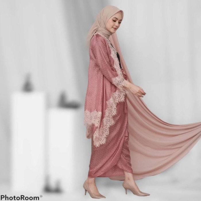 Naenggo Kain Setelan Kebaya Batik Viscose Outer Lace Rok Lilit Polos