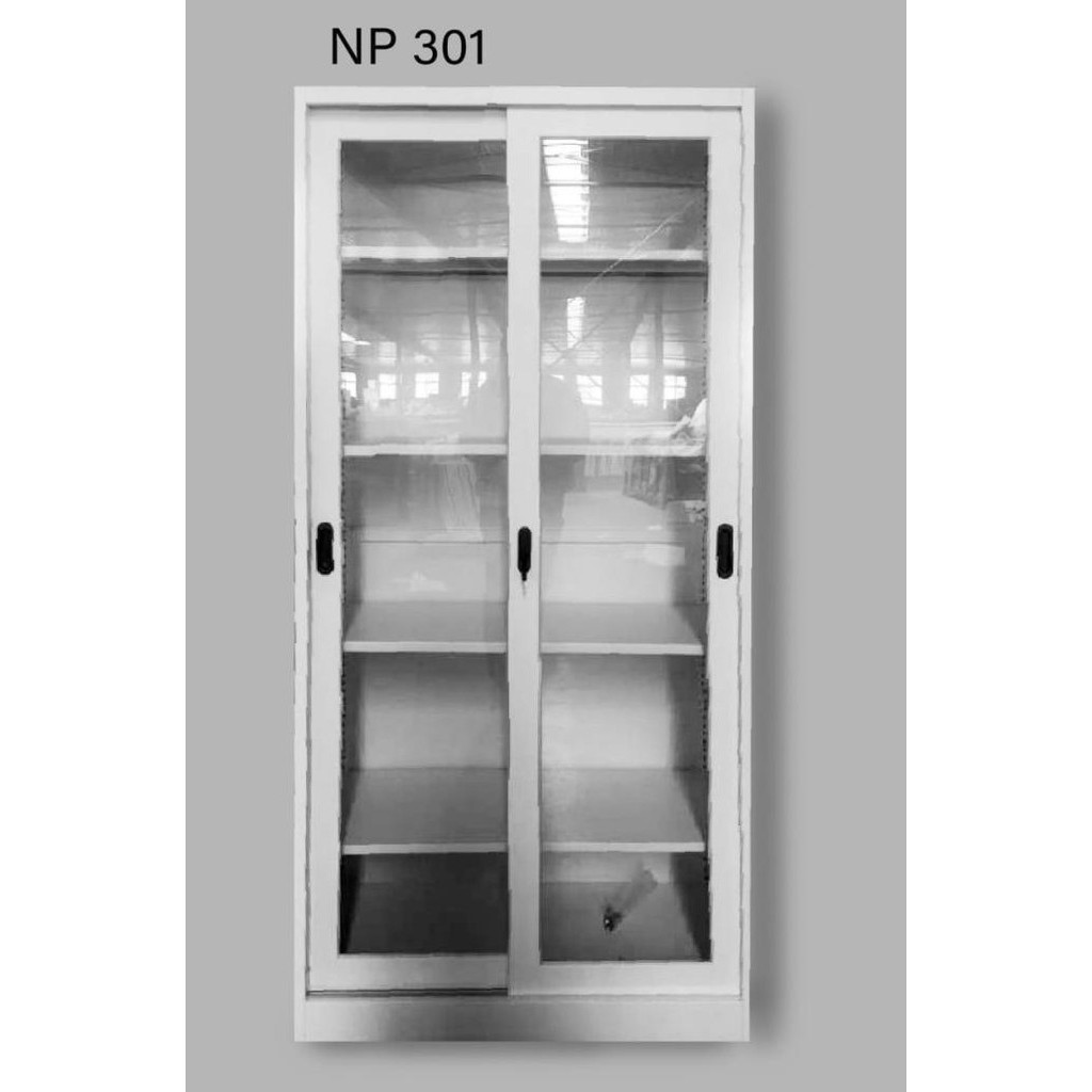 

New Lemari Besi Filling Cabinet Full Kaca Sliding - Np 301 Terbaik