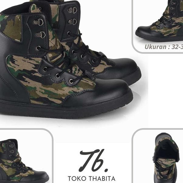 Sepatu Boots Tactical Loreng Tentara Pdl Anak Laki Army Tni