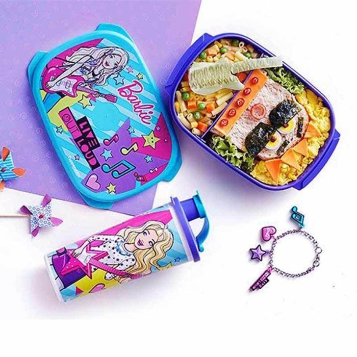 Botol Minum Tupperware Dan Kotak Tempat Makan Bekal Anak Barbie Sekat
