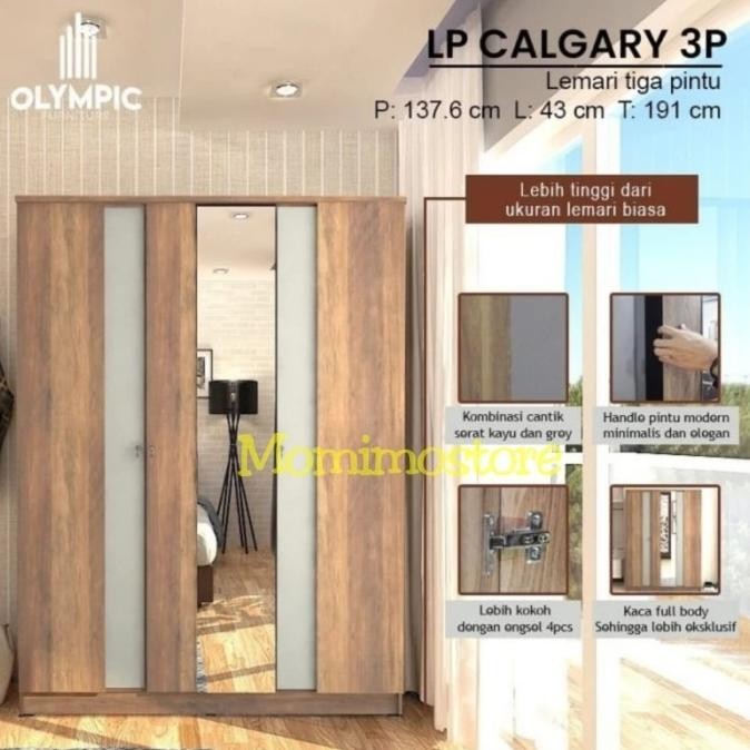 Promo Lemari Pakaian 3 Pintu Olympic Calgary Lemari 3 Pintu Minimalis Xatulxa