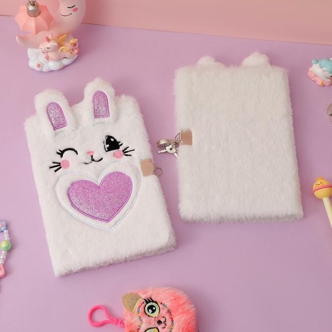 

Diskon Notebook Buku Bulu Bunny Lock Diary Karakter Lucu Buku Diary