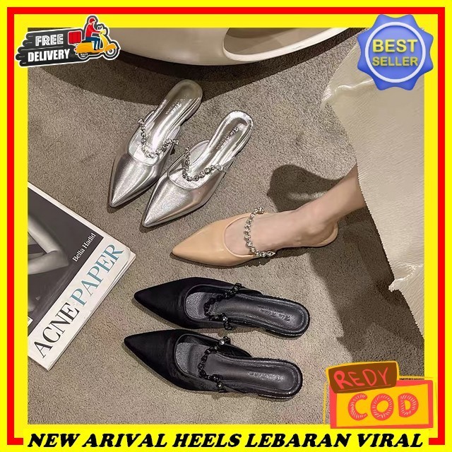 Sandal Perempuan Remaja Korean Style Heals Helss Hikhils 9Cm Heels Wanita Elegan Kondangan Korean Hi