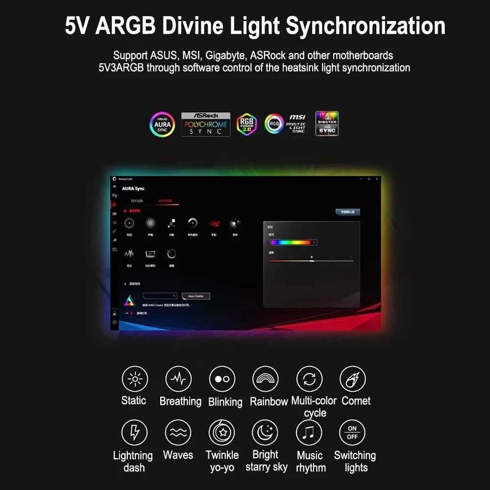 Controller Kipas CPU 5V 3pin RGB with Remote Control - A340