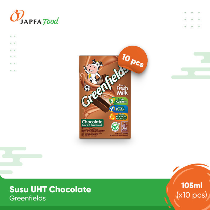 

Greenfields Susu UHT Chocolate 105 ml - Isi 10 pcs - 100% Fresh Milk dari Greenfields Farm