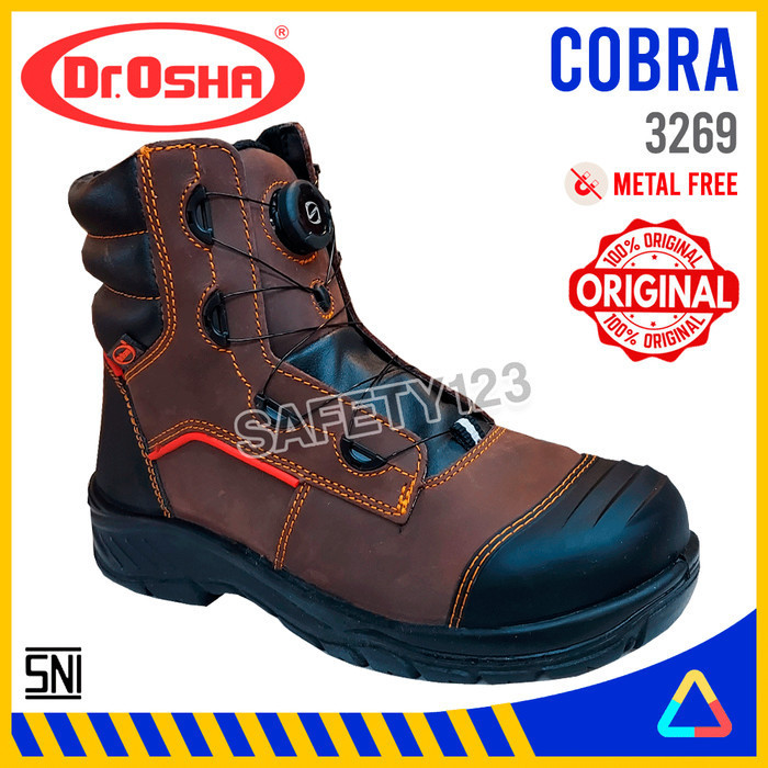 Dr Osha 3269 Cobra Brown Metal Free Composite Sepatu Safety Shoes