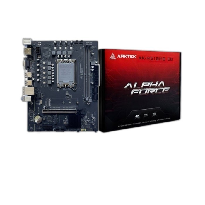 Terlaris Arktek Alpha Force Ak-H610Mb Eg - Lga1700, H610, Ddr4, Usb3.0, Sata3