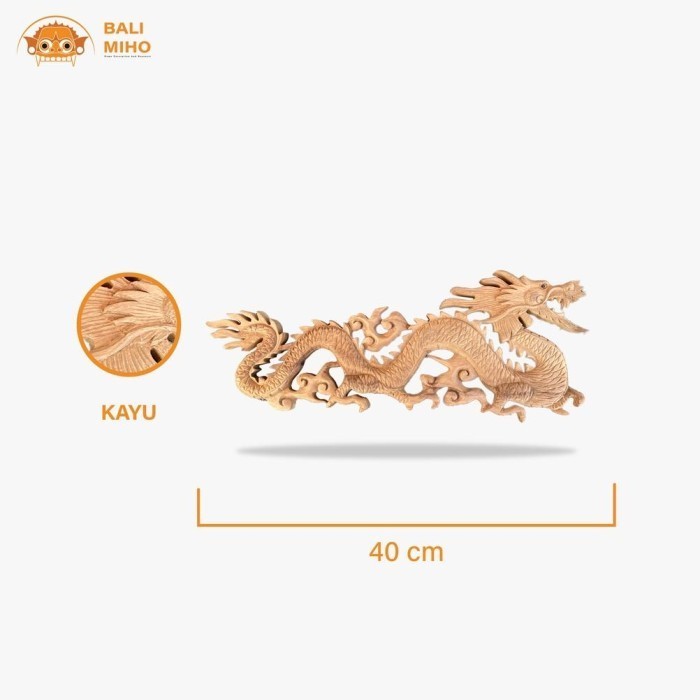 BAGUS Dekorasi Dinding Patung Naga 30 cm - Patung Naga - Naga Kayu -