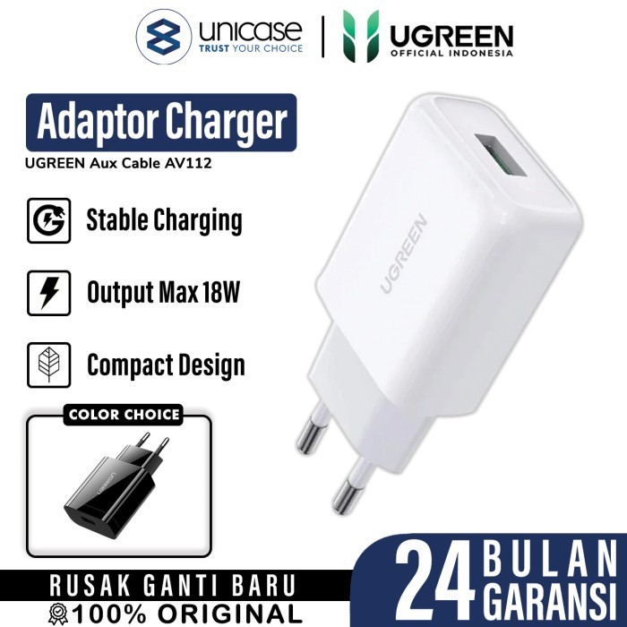 Wall Charger Kepala Adaptor iPhone 18W UGREEN USB QC 3.0 Fast Charging