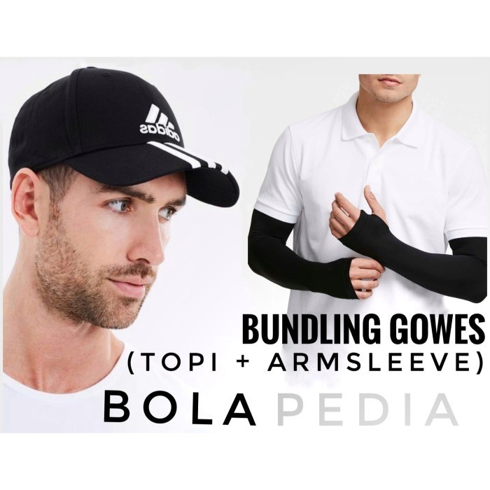 New 2++ Bundling Topi Adidas + Armsleeve / Manset Tangan Sepeda Gowes Gratis Ongkir