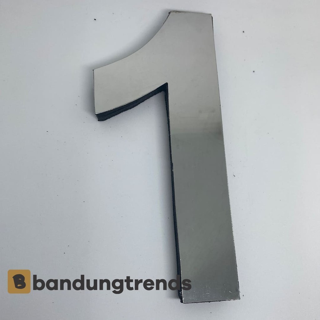 Huruf Angka 1 SATU Stainless Spoon Untuk Nomor Rumah Atau Papan Nama  Ukuran 20 CM