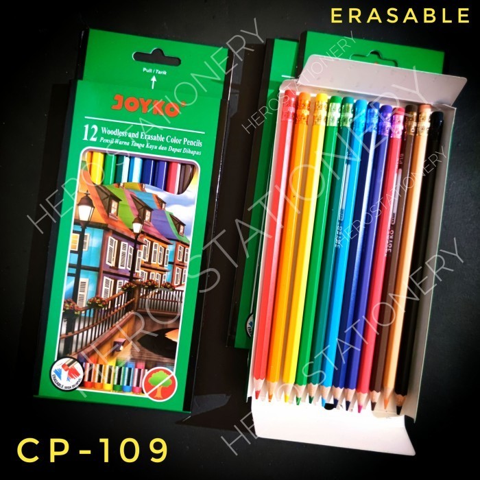 

Buruan Pensil Warna Erasable Dengan Penghapus Joyko 12 Warna Cp-109 Trendi