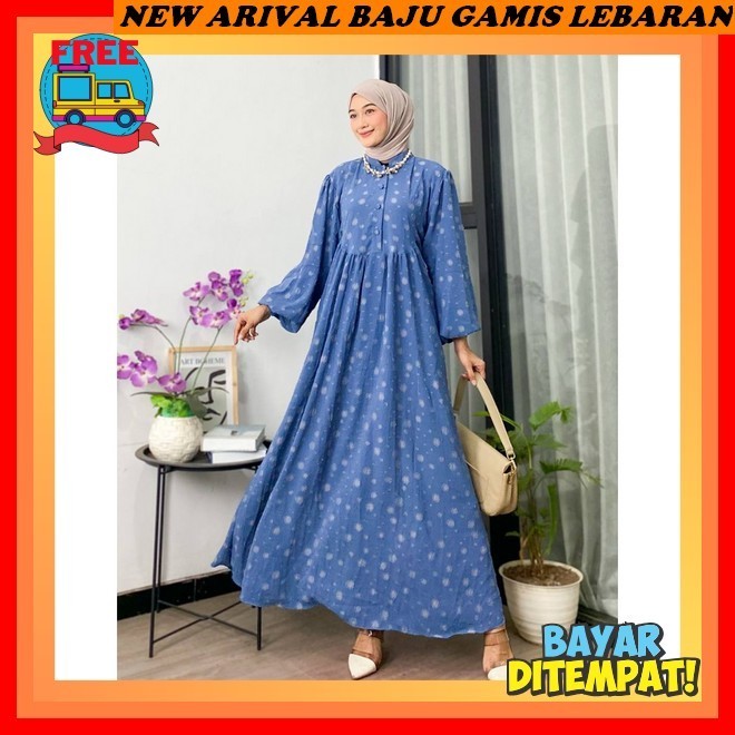 Dress Lebaran Kekinian Terbaru 2024 Rayon Bahan Adem Premium S M L Xl Bj Gamis Lebaran 2024 Model Ga