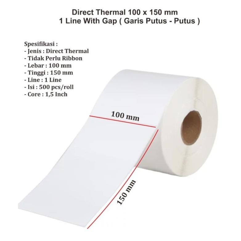 

PROMO LABEL KERTAS THERMAL 100X150 KERTAS STICKER BARCODE A6 500PCS