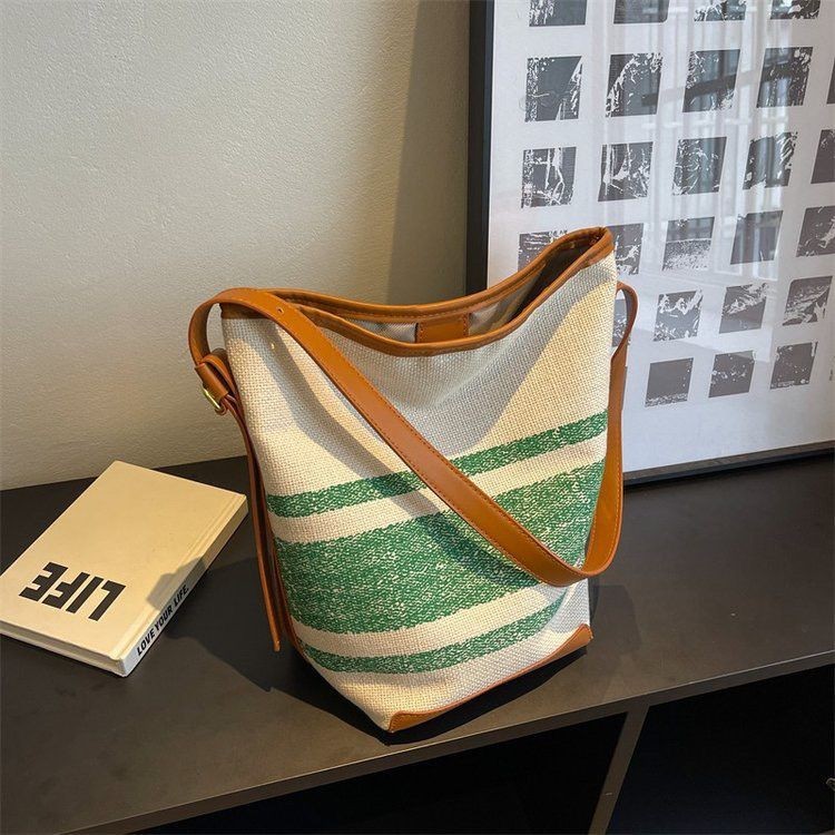 Tass Wanita2024Tas Ember Kanvas Bergaris Kapasitas Besar