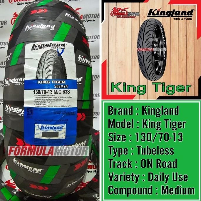 Eparts10 130/70-13 Ban Kingland Tiger Tubeless, Ban Belakang Motor Nmax Ring 13 Berkualitas