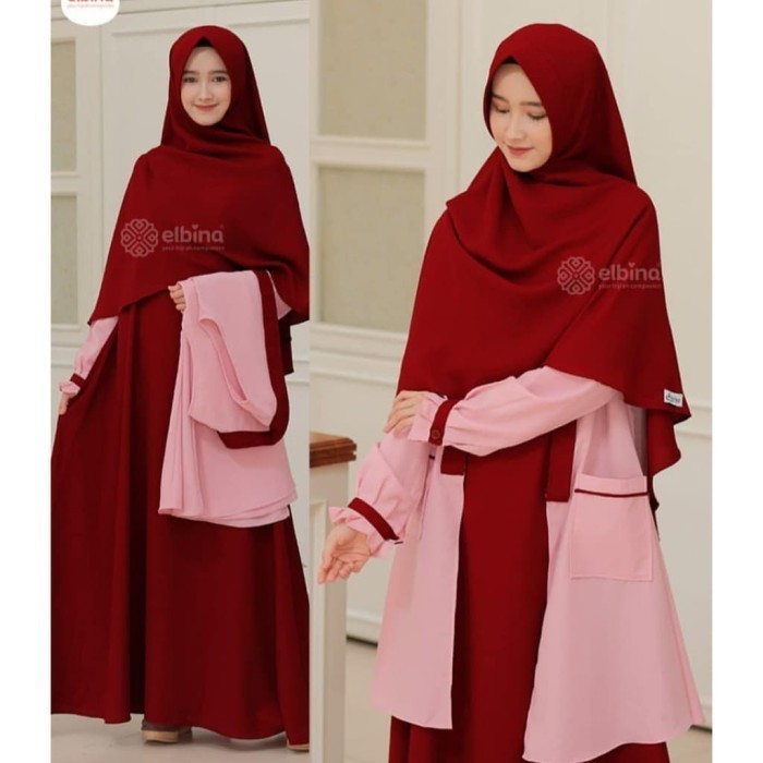 Proomo [ Clearance Sale ] Elbina Set Dress+Outer (Tanpa Hijab) Size S