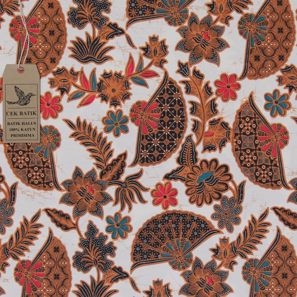 Kain Batik - Motif Jawa Classik Kipas Warna (Putih Tulang)