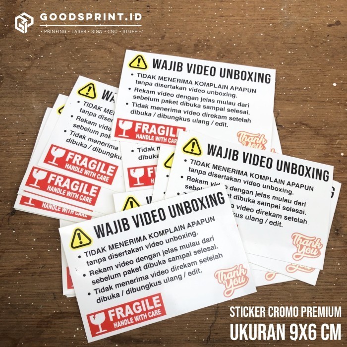 

langsung order saja] sticker video unboxing / stiker label paket fragile pecah belah