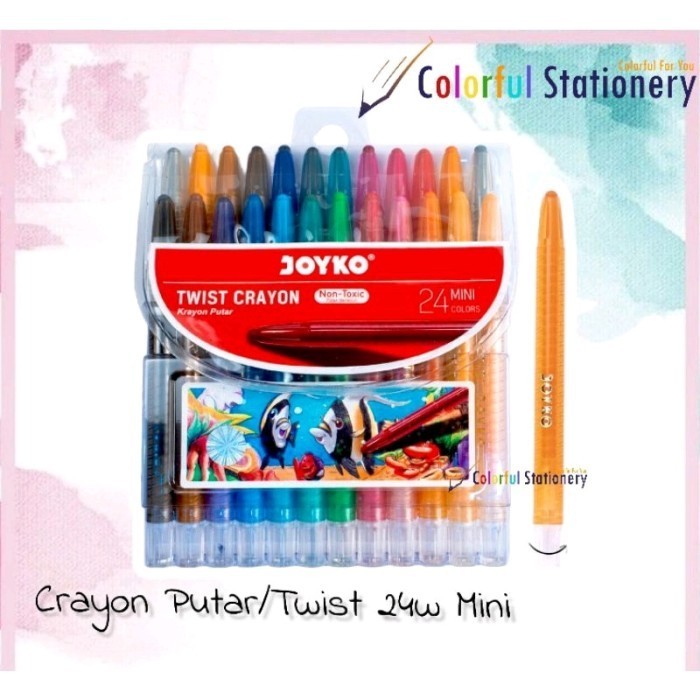 

Cuci Gudang Crayon Putar / Kerayon Putar Joyko 24 Warna Twcr-24 Mini Trendi