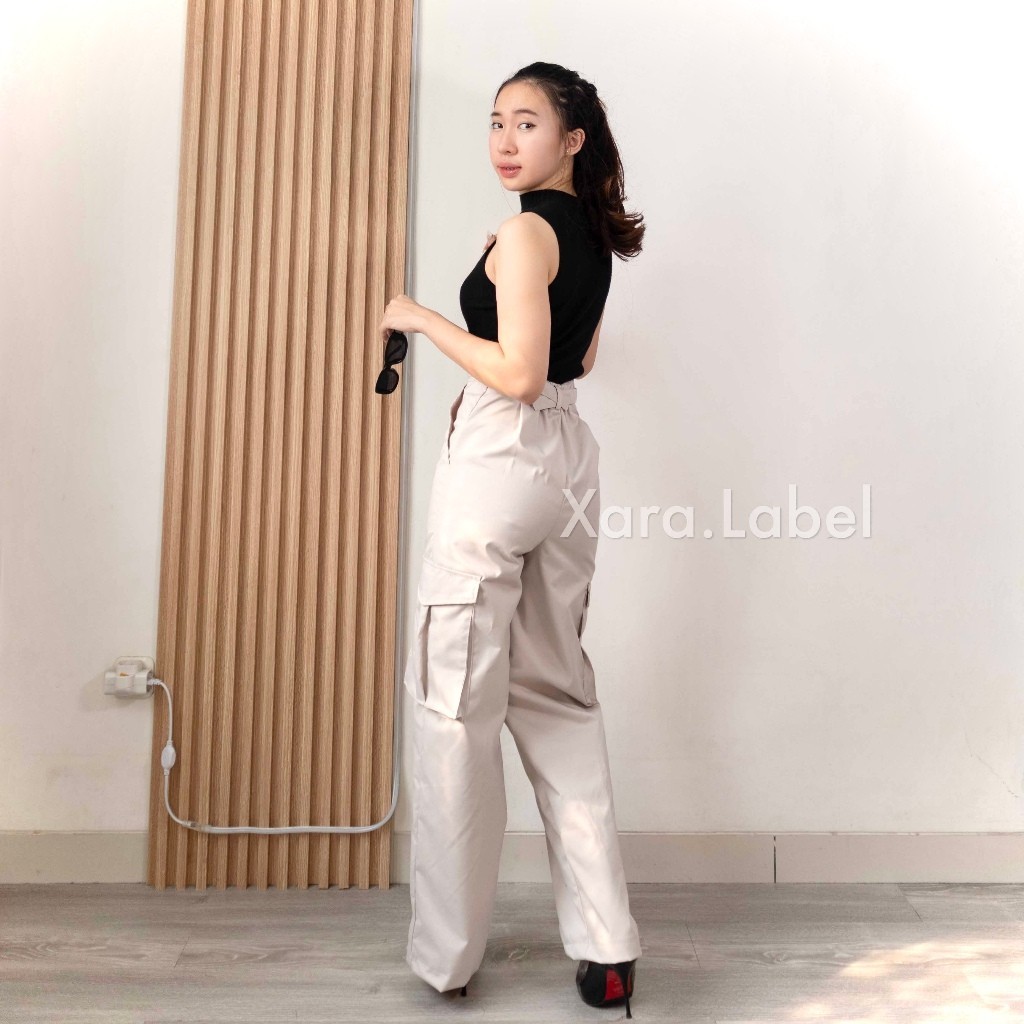 [THE BEST COLLECTIONS] XARA - Niki Cargo Pants Celana Cargo HW Celana Cargo Wanita Slimfit Cargo