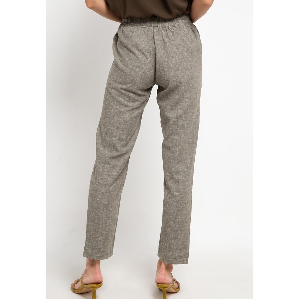 [THE BEST COLLECTIONS] Giordano Linen Long Pants - Celana Panjang Wanita - Deep Lichen Green
