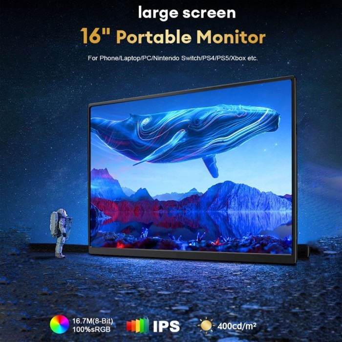 Terlaris Portable Monitor Led Ips 16Inch 1920X1200P 60Hz Vesa 1600Xts Zeuslap Promo Terbaru
