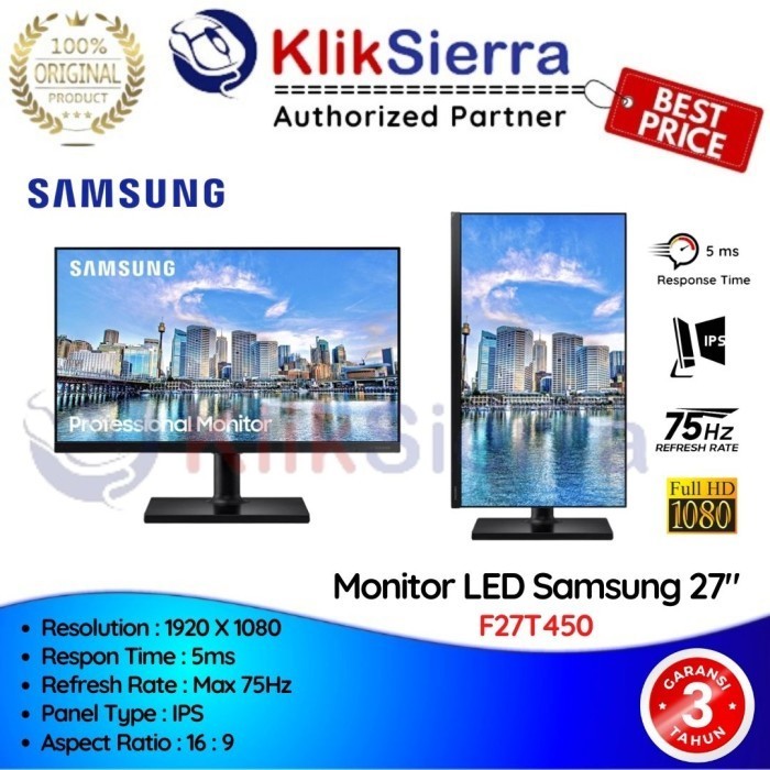 Terlaris Samsung Monitor 27" Inch Lf27T450 Fhd Ips 75Hz Bezel-Less F27T450 T45F Promo Terbaru