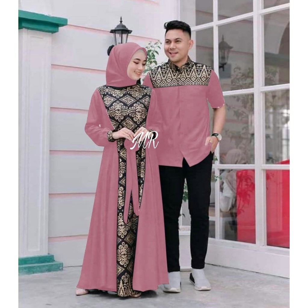 [FOR MEN] FAVORIT PRODUCT Gamis Batik Kombinasi Polos Terbaru 2022 Modern Couple Baju Muslim