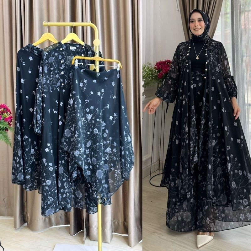 Gamis Wanita Terbaru 2024 Games 3In1 Simpel Maxidress Maxi Brokat Dres Kondangan Busui Dress Lebaran