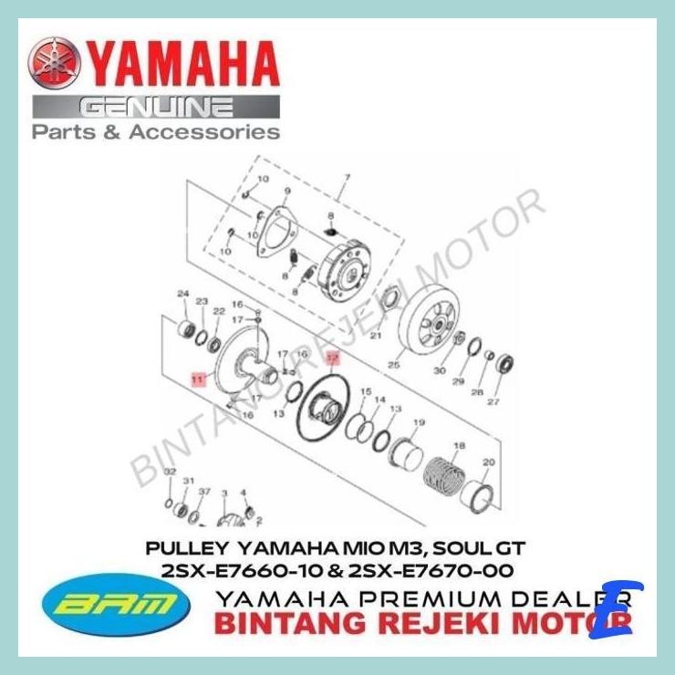 | YBR | PULLEY YAMAHA MIO M3 SOUL GT 125 2SX-E7660-10 & 2SX-E7670-00