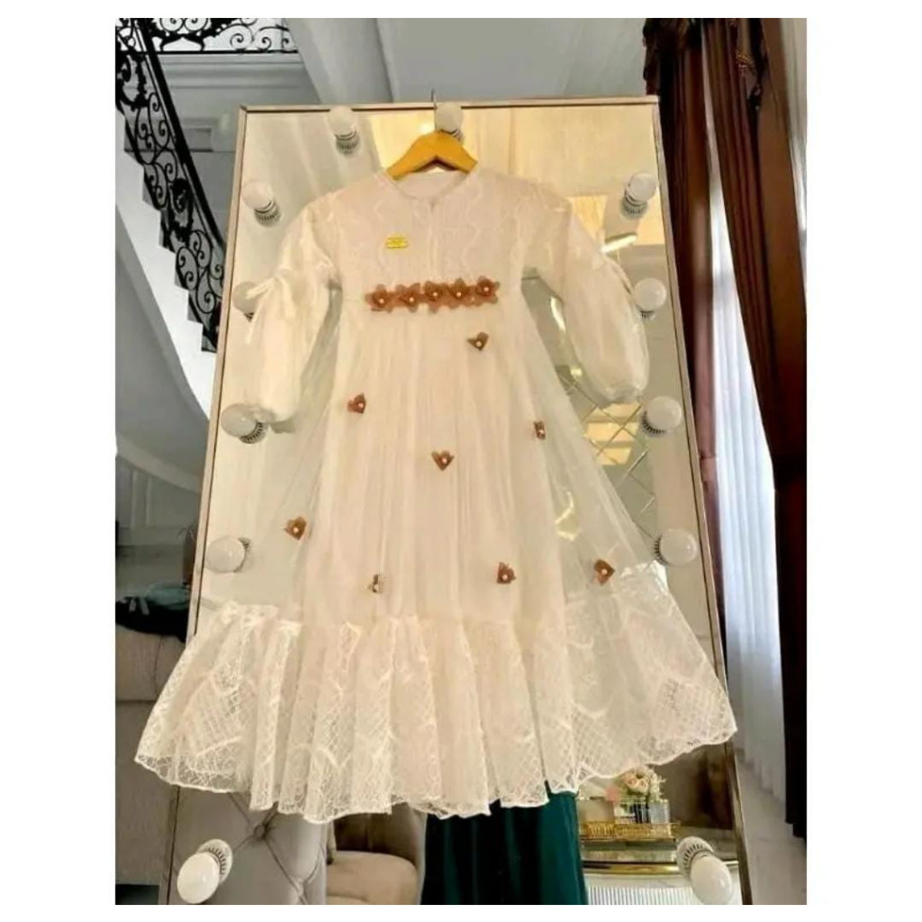 [THE NEWEST COLLECTIONS] Gamis Pesta Anak Perempuan Brukat Motif Bunga Bunga S, M, L, XL