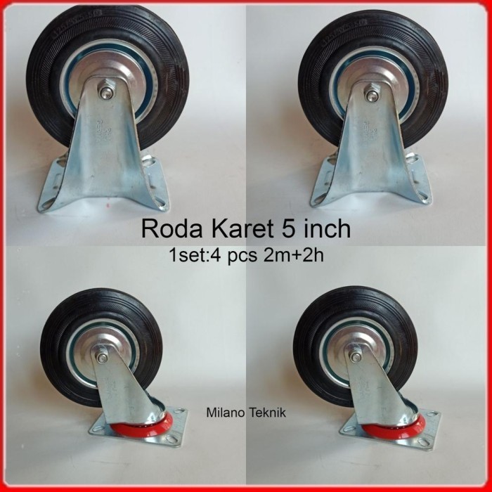 RODA TROLI 5"(2H+2M) RODA KARET ETALASE TROLLEY GEROBAK 5 INCH
