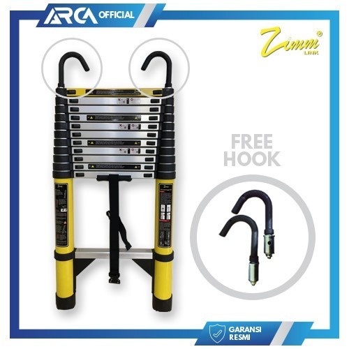 TANGGA LIPAT TELESKOPIK ZIMMLINK TELESCOPIC LADDER ALUMINIUM FREE HOOK