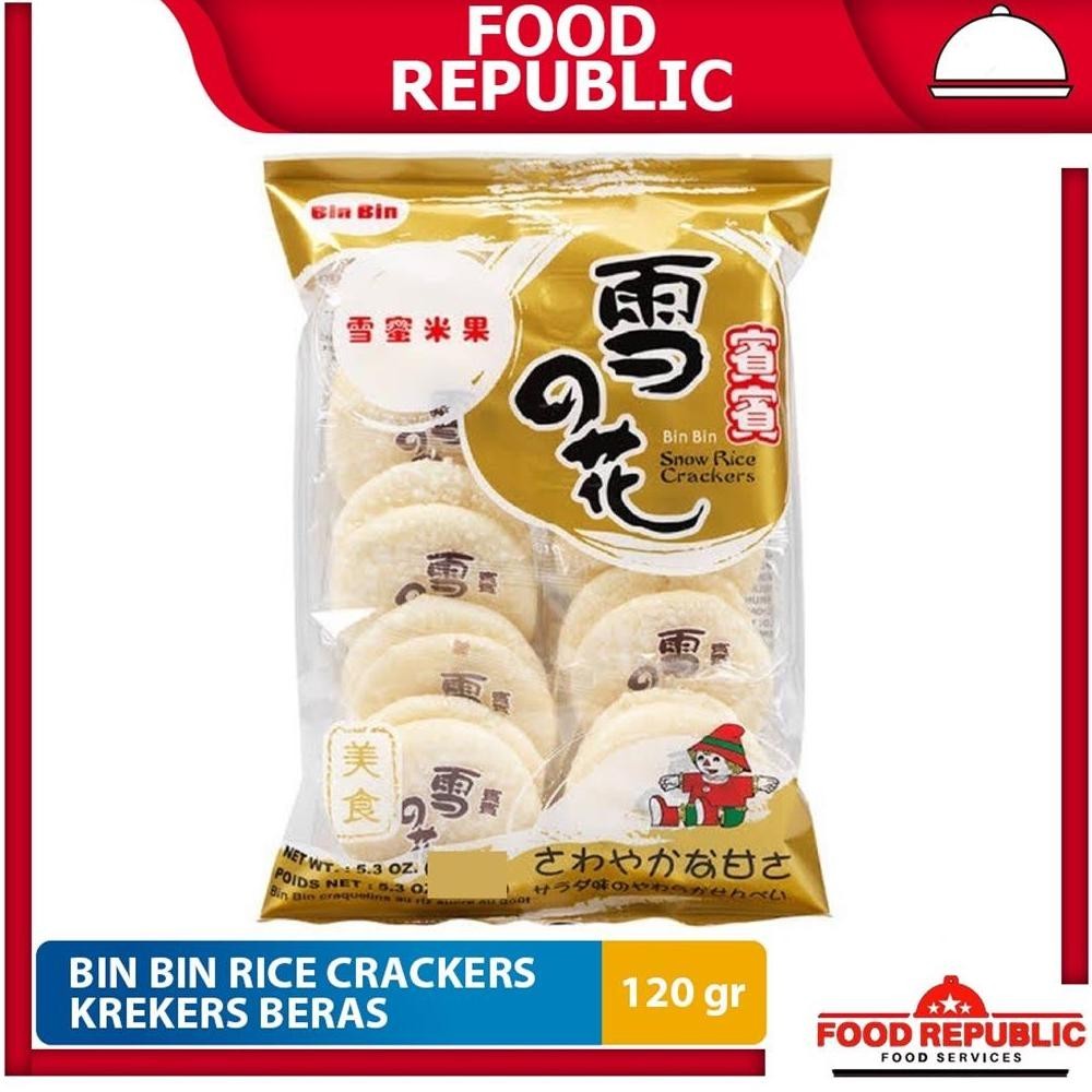 

CR - Bin Bin Rice Crackers Snow Original 120 GR Snack Vegan Non MSG Halal TERLARIS