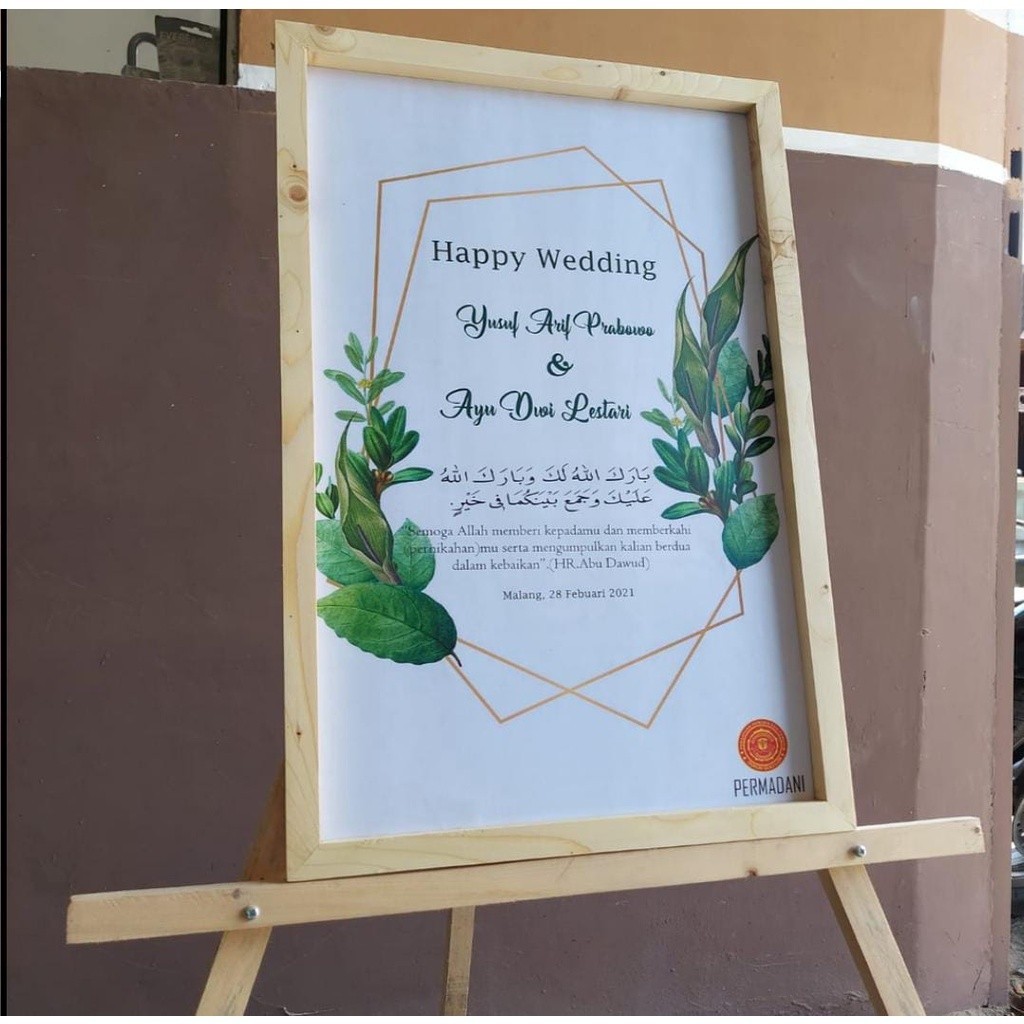 Rumaakuu Welcome Sign Papan Nama Wedding Enggament  Lamaran Frame Kayu Jati Belanda / Plywood 5mm