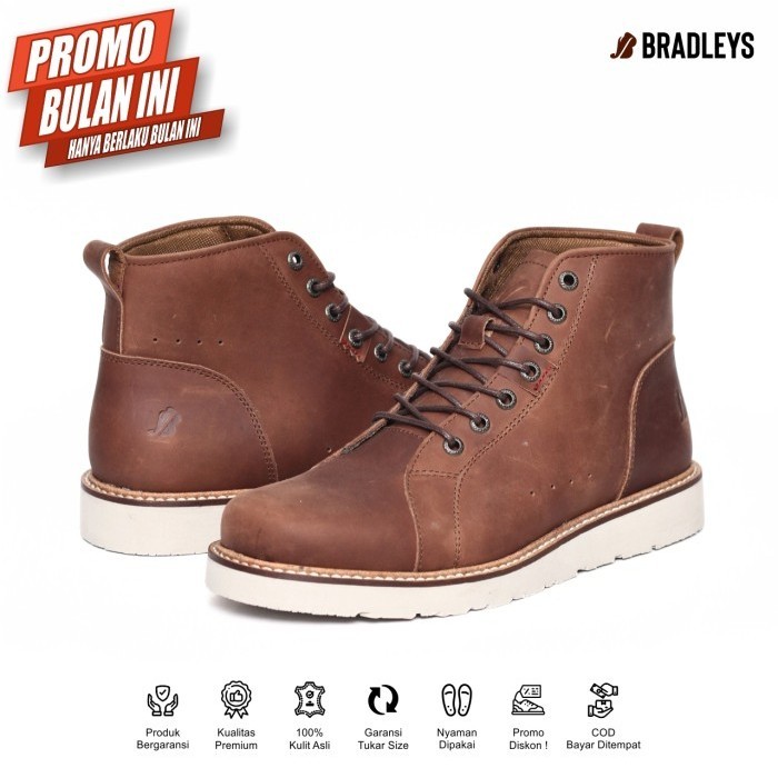 Bradleys Footwear - Sepatu Boots Casual Pria Kulit Cordovan Brown