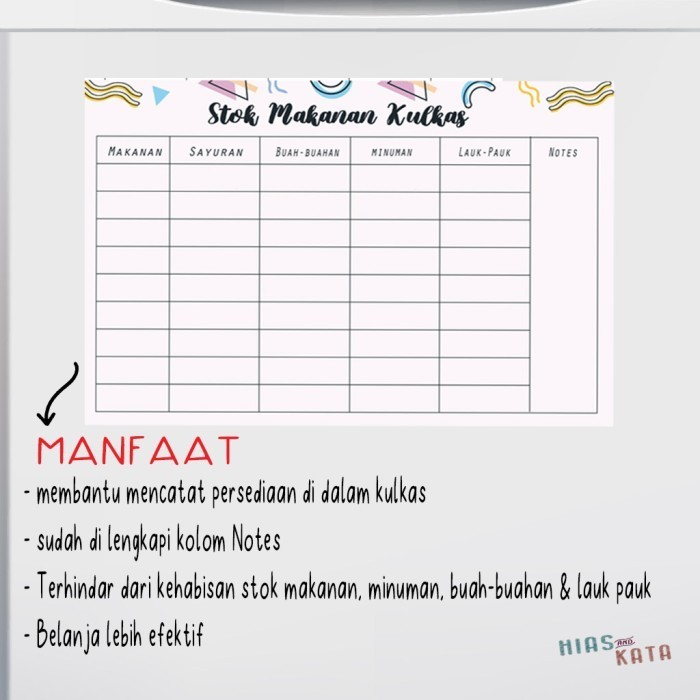 

BARANG TERLARIS Magnetic Planner stok makanan Storage Kulkas Kotak Penyimpanan Catatan
