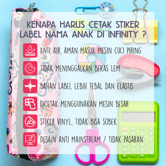 

BARANG TERLARIS stiker label nama anak anti air buku pensil baju sekolah tas SLNDF-077