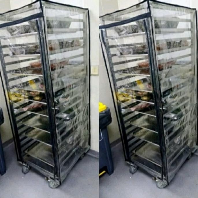 Cover plastik penutup rak loyang roti untuk rak 10-15 susun