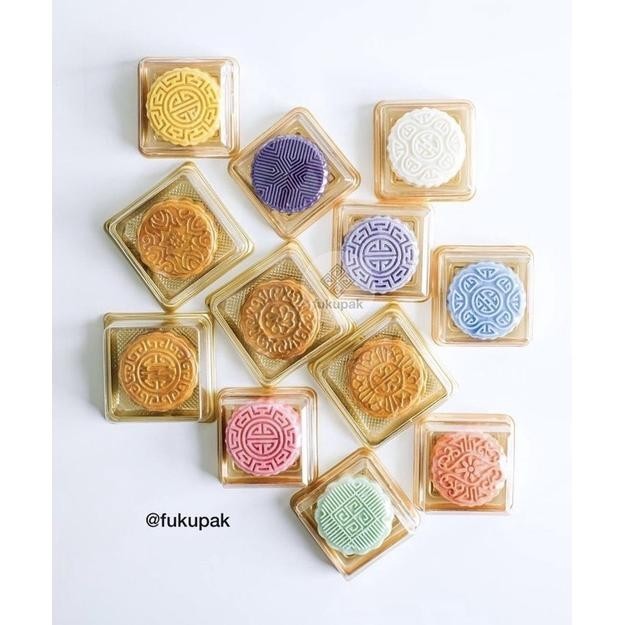 

Gaya yang mencerminkan identitas Anda." Tray Mika + Tutup Gold (50 pcs) Tray Emas Casing Mooncake Kue Pudding ||