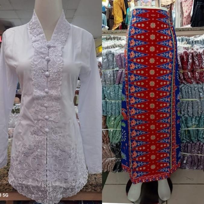 Big Sale Set Baju Kebaya Encim Bordir Polos / Kebaya Wanita Modern Original