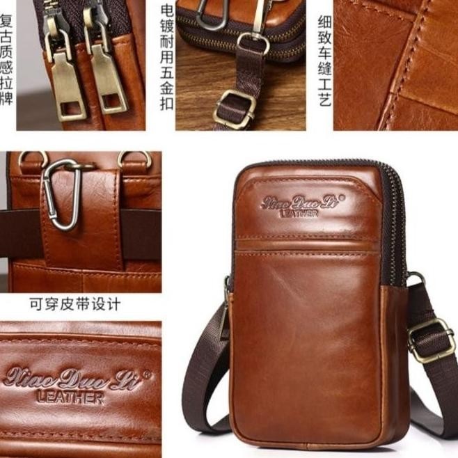 Miliki Tas Selempang Mini Pria Kulit Asli Branded Ori Tas Pinggang Hp Xadeerxa