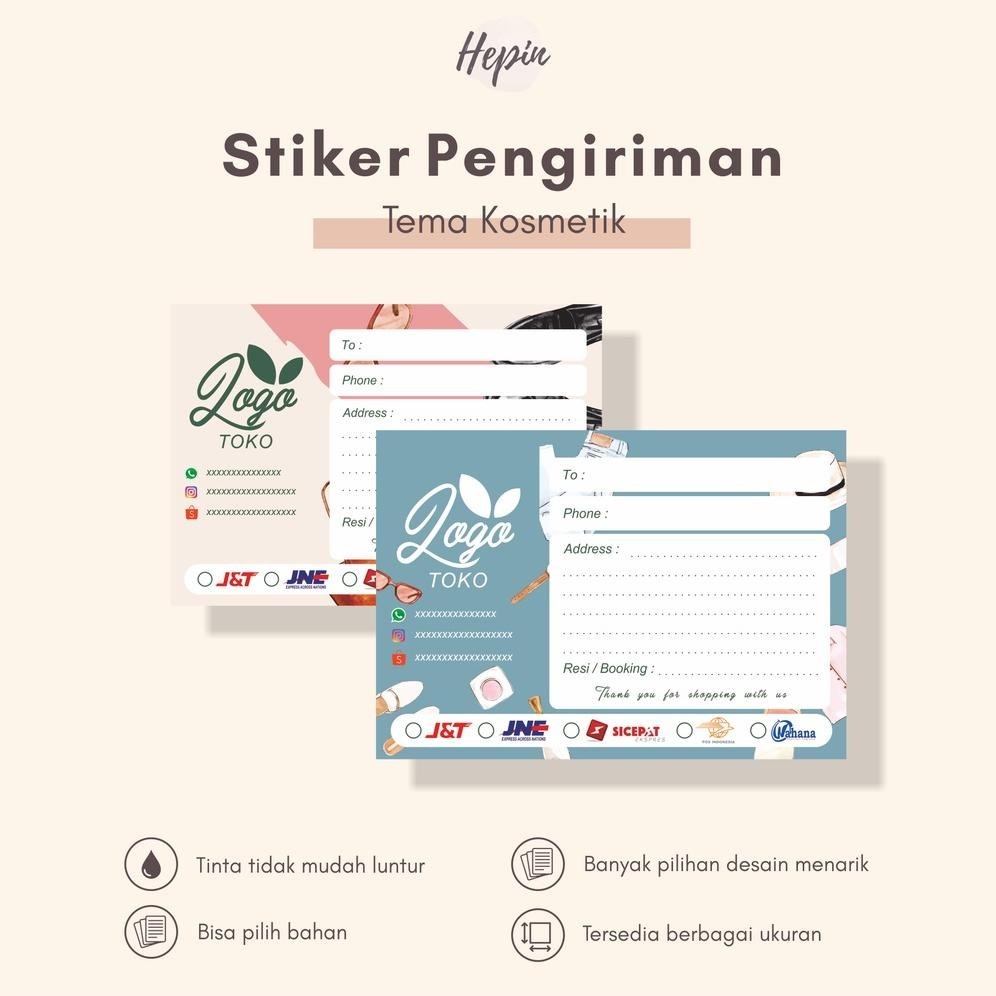 

custom desain bebas/stiker pengiriman murah tema KOSMETIK/label pengiriman alamat/murah