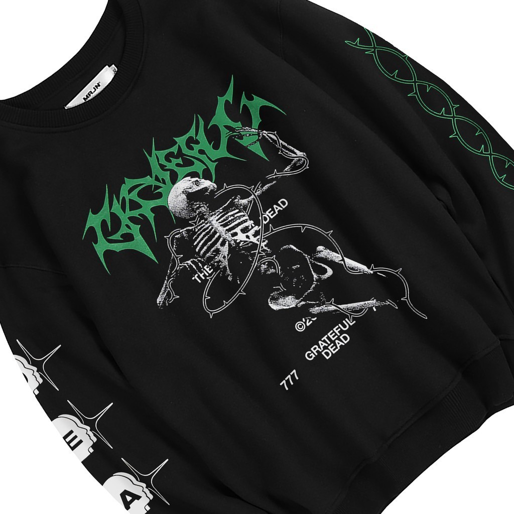 [HEAT IT UP] THE NEWEST MRJN - Black Crewneck 777 Dead