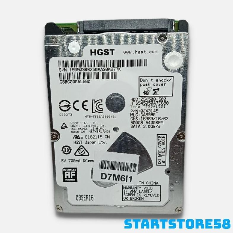 Hardisk Laptop 500Gb Hgst/Hitachi Rpm 7200 Garansi 1 Tahun